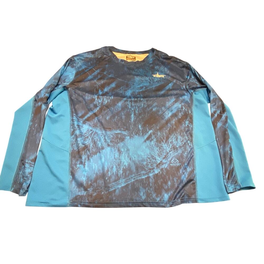 Habit Realtree Fishing Performance Shirt Blue Camo Long Sleeve 2XL Swim Boating